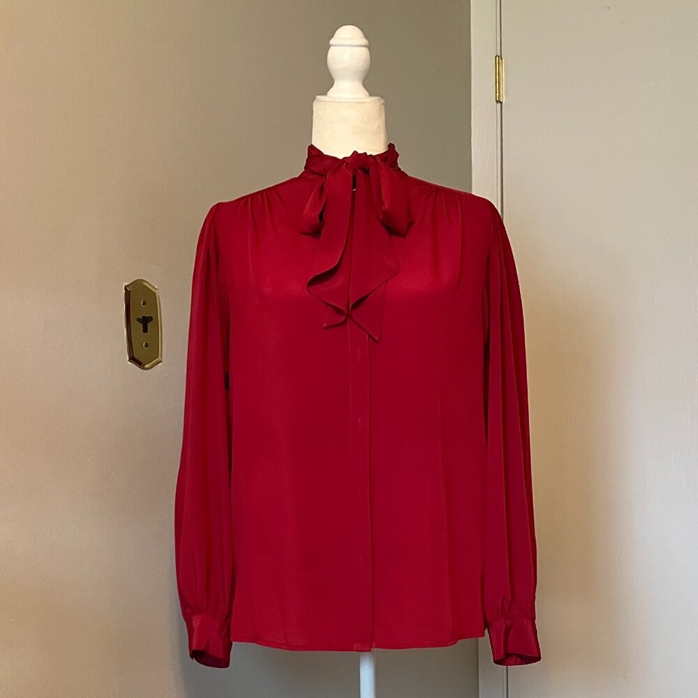 Red Vintage Blouse with Bow